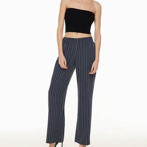 Aritzia Babaton Navy and White Wide Leg Pants